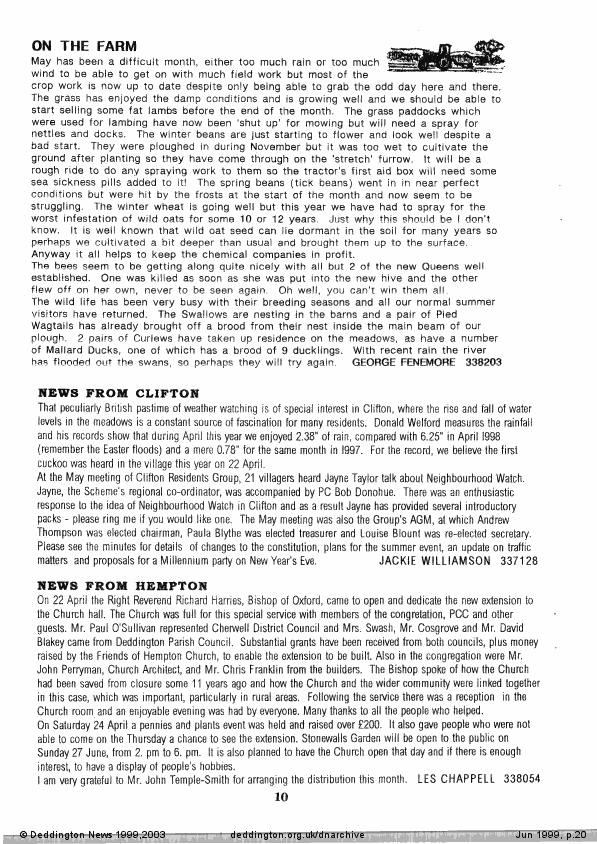 Deddington News June 1999, p.20
