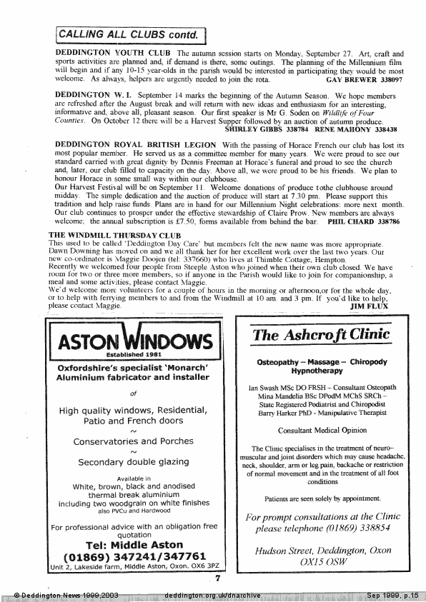 Deddington News September 1999, p.15