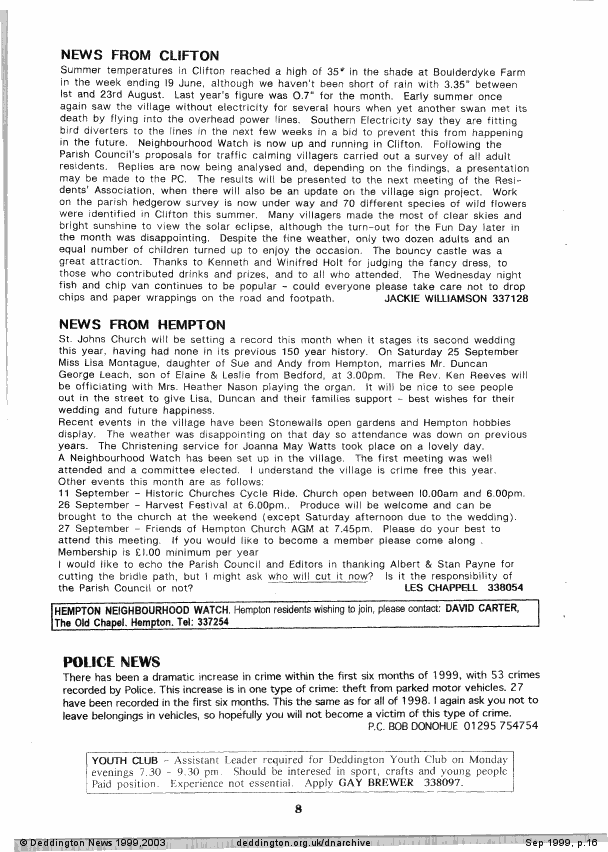 Deddington News September 1999, p.16