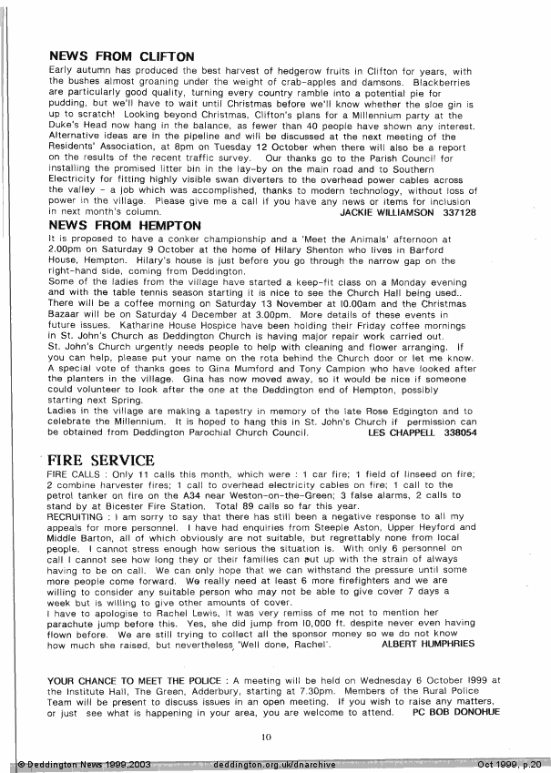 Deddington News October 1999, p.20