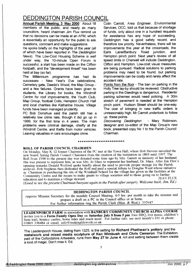 Deddington News June 2000, p.7