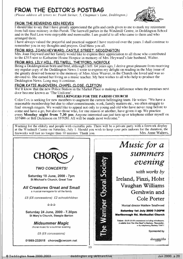 Deddington News June 2000, p.20