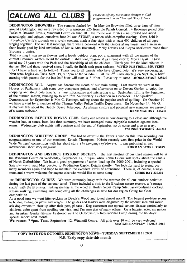 Deddington News September 2000, p.12