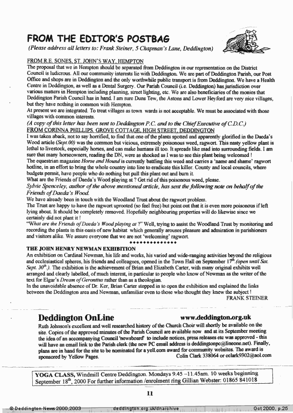 Deddington News October 2000, p.25