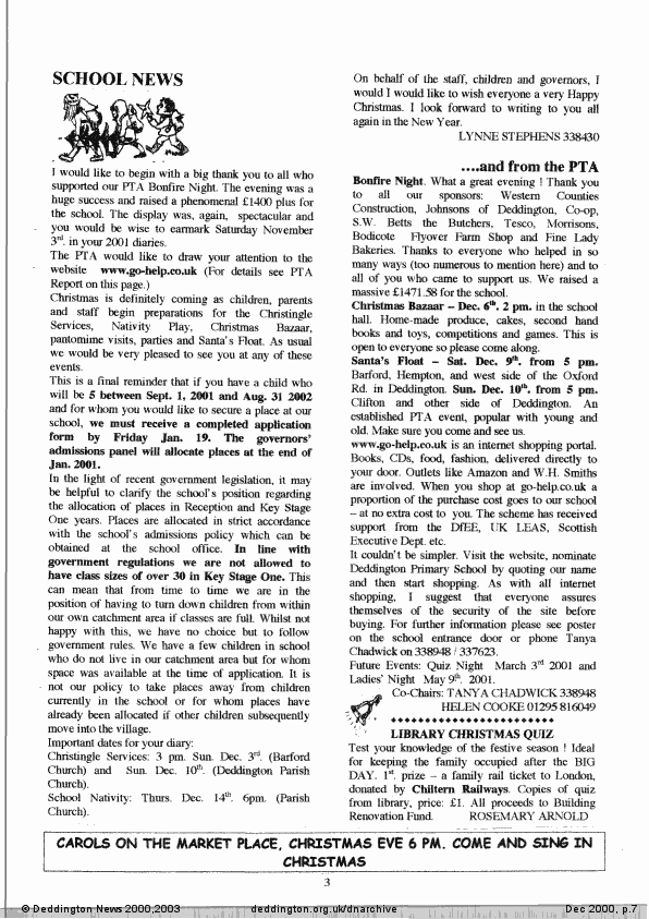 Deddington News December 2000, p.7