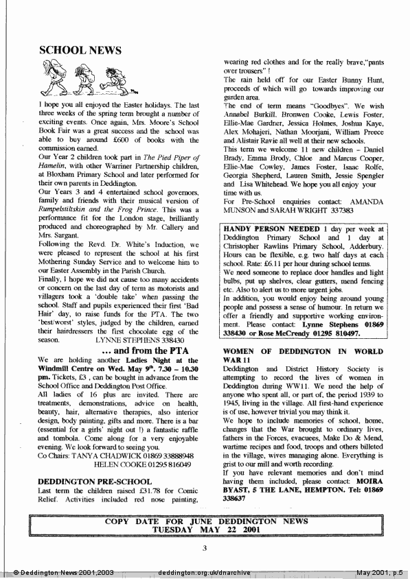 Deddington News May 2001, p.5