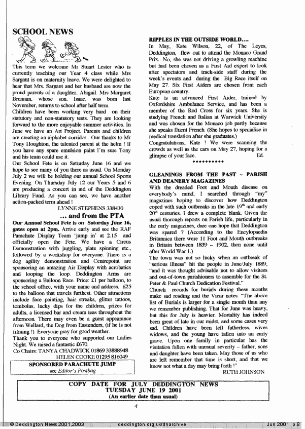 Deddington News June 2001, p.8