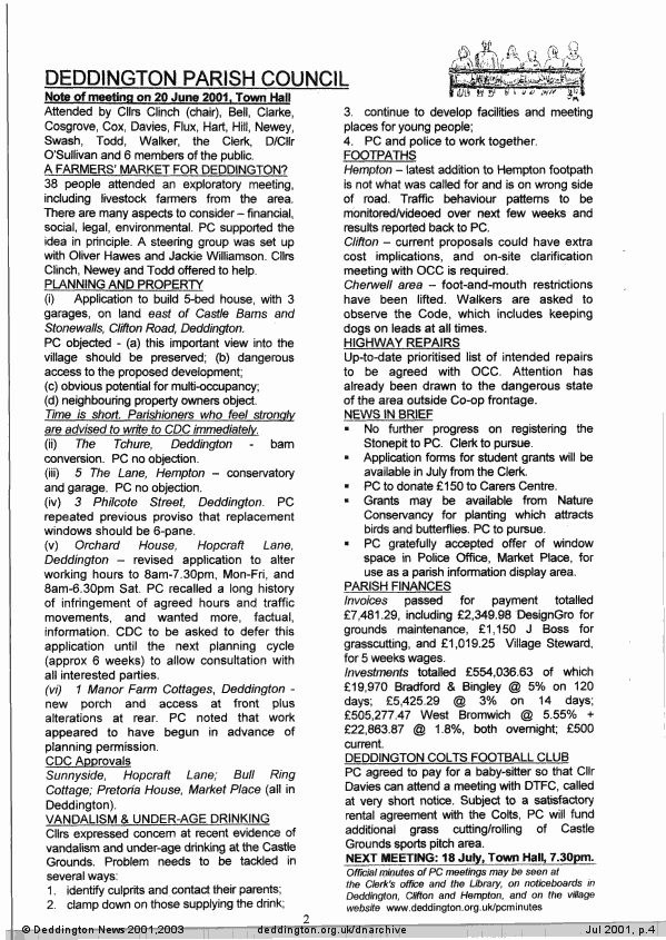 Deddington News July 2001, p.4