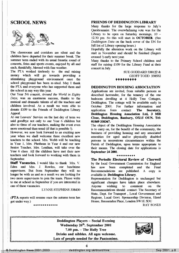 Deddington News September 2001, p.8