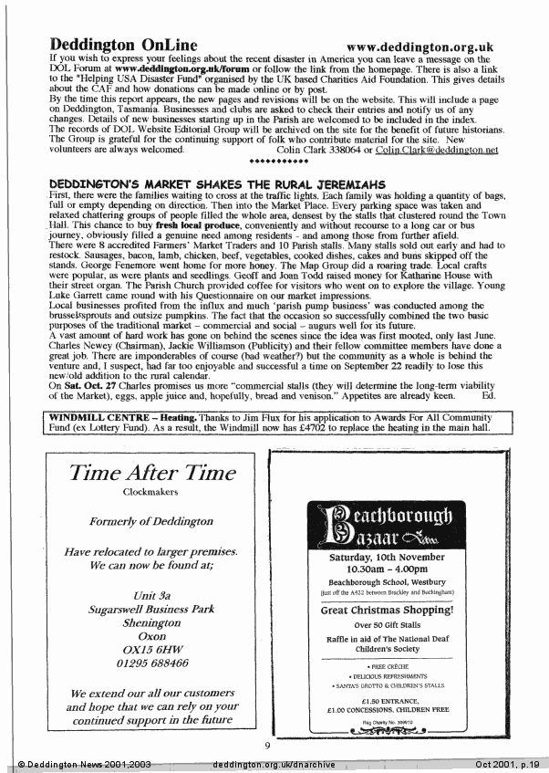 Deddington News October 2001, p.19
