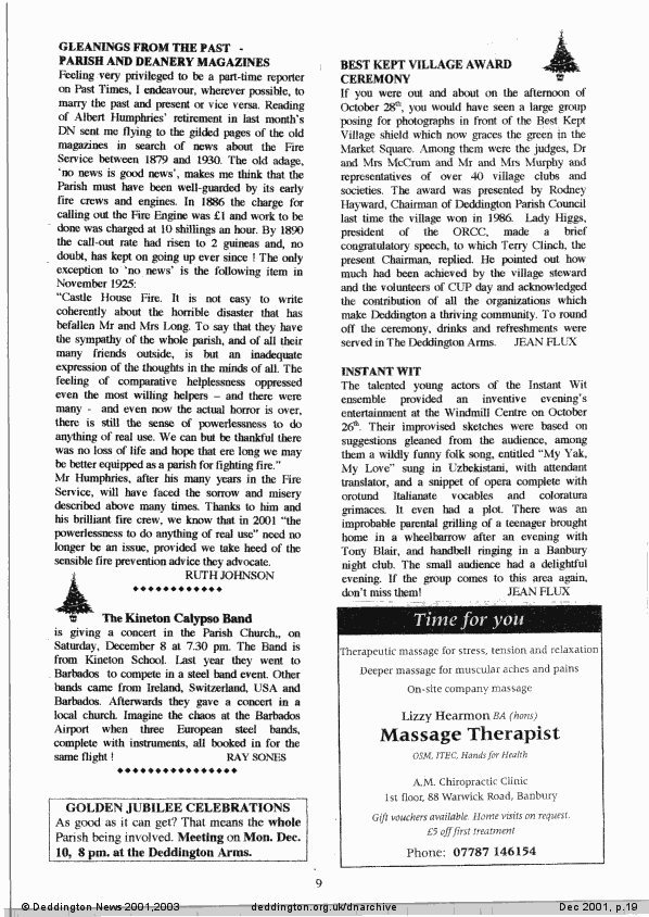 Deddington News December 2001, p.19