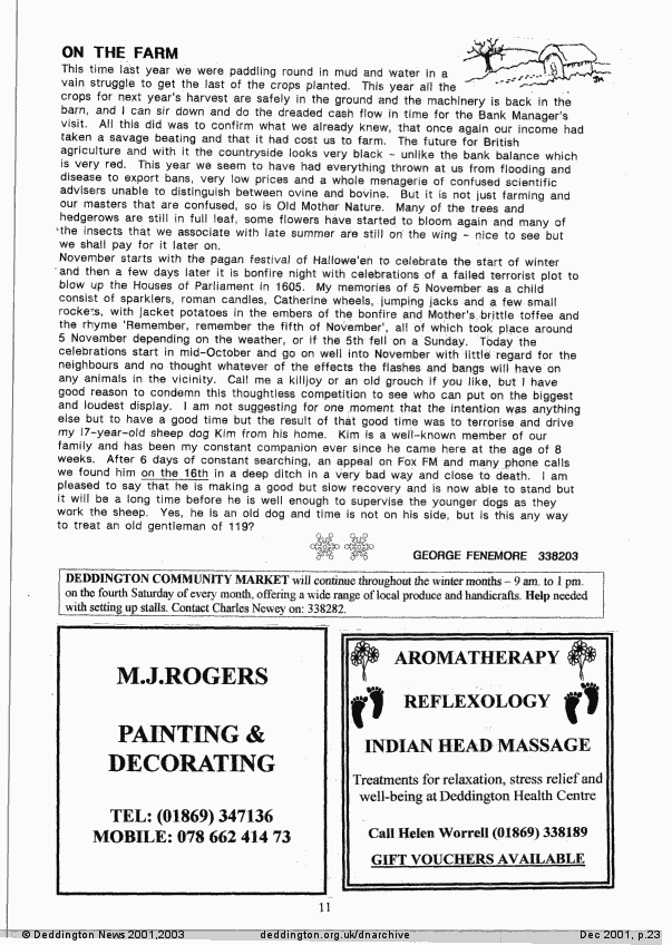 Deddington News December 2001, p.23